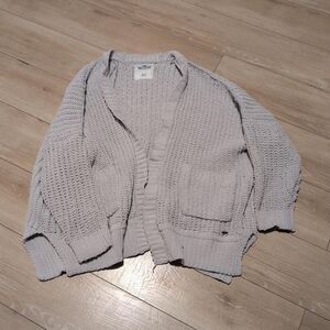 Hollister Light Gray Knit Cardigan